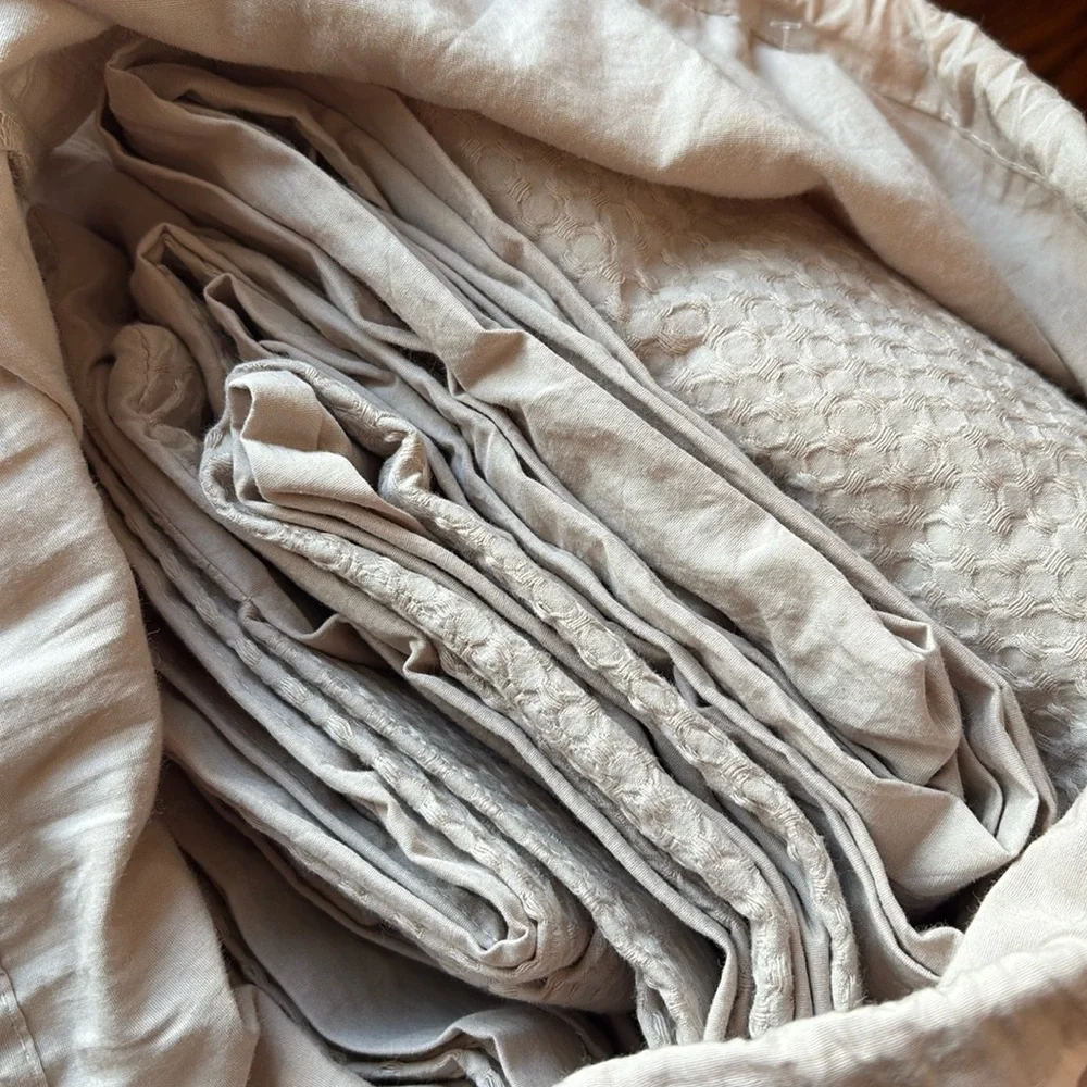 QUINCE Organic Luxe Waffle Duvet Cover King/Cal King Sand